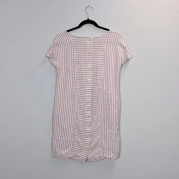 Madewell Daphne Rust Stripe-Play Button-Back Tee Dress Size Extra Small - Picture 4 of 5